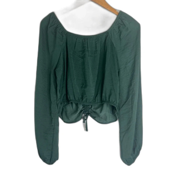 Pink Rose NWT Evergreen Long Sleeve Vneck Drawstring Pull Front Size Small - Picture 2 of 9